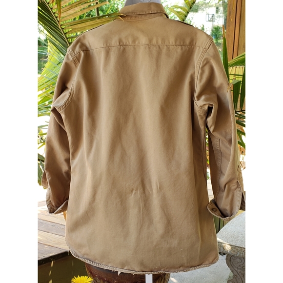 SOLD☆Boyfriend Bohemian Army Shirt Khaki Jacket L - Picture 5 of 5